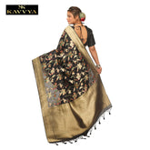 Kavvya Black Soft & Lightweight Kora Organza Weaving Silk Saree - KAVVYA